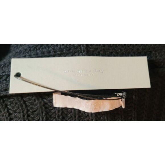 NWT - One Grey Day Black Knit Superfine Merino Open Cardigan W Pockets - Sz L - Picture 8 of 10